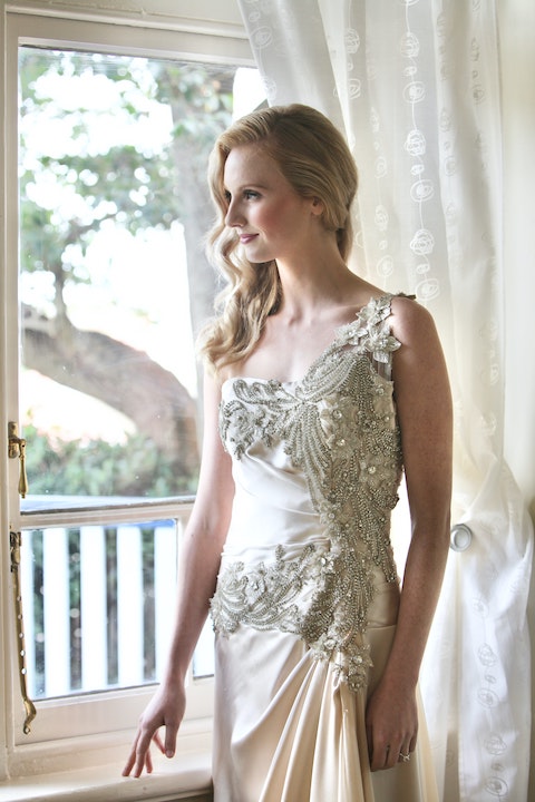 Your destination wedding gown with one  shoulder
