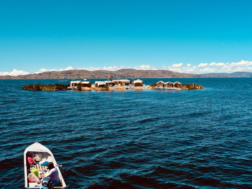 An Uros island in Lake Titicaca